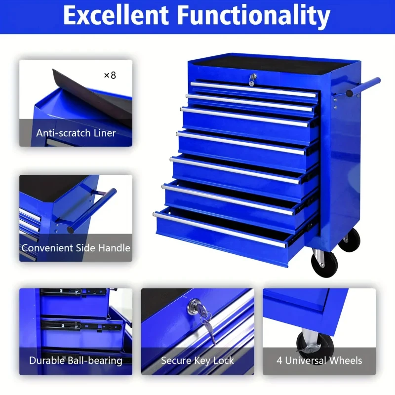 7 Drawers Blue Multifunctional - огляд і ціна Workshop Tools Trolley
