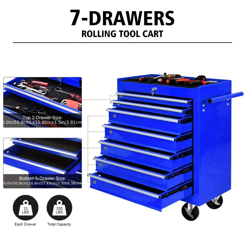7 Drawers Blue Multifunctional - огляд і ціна Workshop Tools Trolley